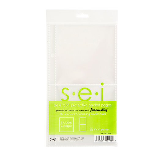 SEI - Noteworthy Jr Collection - 4 x 8 Page Protectors with Two 4 x 4 Pockets - 6 Pack