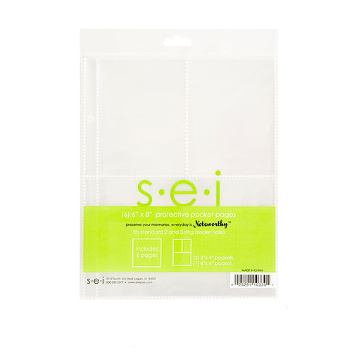 SEI - Noteworthy Jr Collection - 6 x 8 Page Protectors with Two 3 x 4 Pockets and One 4 x 6 Pocket - 6 Pack