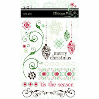 SEI - Christmas Mint Collection - Rub Ons - Words and Elements , CLEARANCE