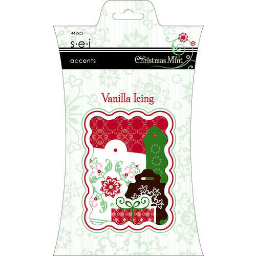 SEI - Christmas Mint Collection - Die Cut Shimmer Accents - Vanilla Icing, CLEARANCE