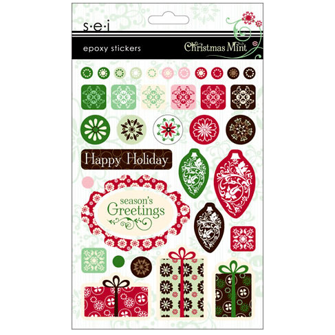 SEI - Christmas Mint Collection - Epoxy Stickers, CLEARANCE
