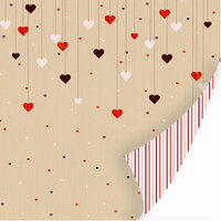 SEI - With All My Heart Collection - Valentine - 12 x 12 Double Sided Glitter Paper - Heart Strings, CLEARANCE