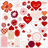 SEI - With All My Heart Collection - Valentine - Die Cut Glitter Accents - Glittering Romance