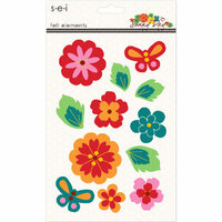 SEI - Sunny Day Collection - Felt Flower Elements with Gem Accents