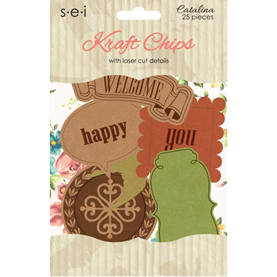 SEI - Catalina Collection - Kraft chips - Die Cut Chipboard with Laser Cut Details