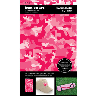 SEI - Iron-On Art - Flocked Transfer Sheet - Hot Pink Camo