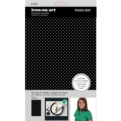 SEI - Iron-On Art - Flocked Transfer Sheet - Black Polka Dot