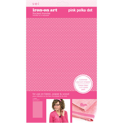 SEI - Iron-On Art - Flocked Transfer Sheet - Pink Polka Dot