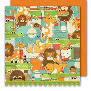 Sassafras Lass - Bungle Jungle Collection - 12x12 Double Sided Paper with Border Strip - Stampede