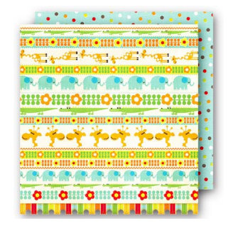 Sassafras Lass - Bungle Jungle Collection - 12x12 Double Sided Paper with Border Strip - Pal Parade
