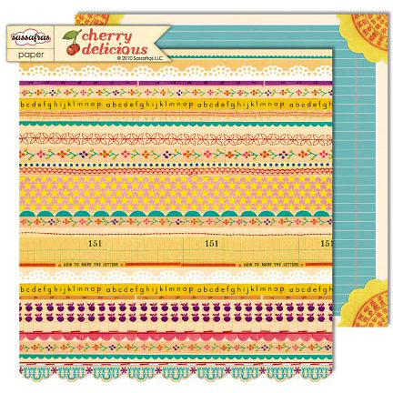 Sassafras Lass - Cherry Delicious Collection - 12 x 12 Double Sided Paper - Penelope , CLEARANCE