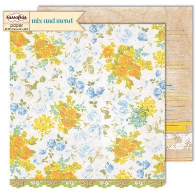 Sassafras Lass - Mix and Mend Collection - 12 x 12 Double Sided Paper - Delicate Olio