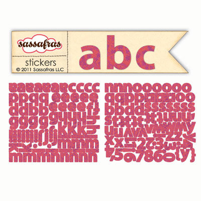 Sassafras Lass - Cardstock Stickers - Mini Alphabet - Pink Swirl