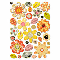 Sassafras Lass - Self Adhesive Chipboard Stickers - Garden Bits - Orange
