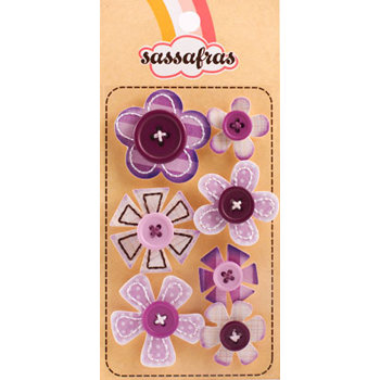 Sassafras Lass - Serendipity - Life at the Pole Collection - In a Stitch Self Adhesive Button Blossoms - Purple, CLEARANCE