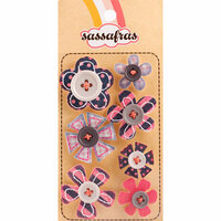 Sassafras Lass - Serendipity - Life at the Pole Collection - In a Stitch Self Adhesive Button Blossoms - Grey, CLEARANCE