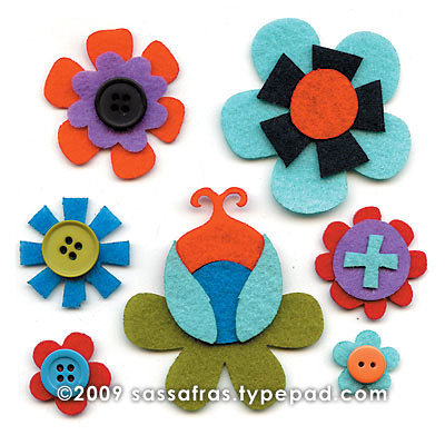 Sassafras Lass - Self Adhesive Felties - Floret, CLEARANCE