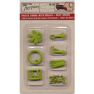7 Gypsies - Photo Turn Shapes and Brads Kit - Reef Green, CLEARANCE