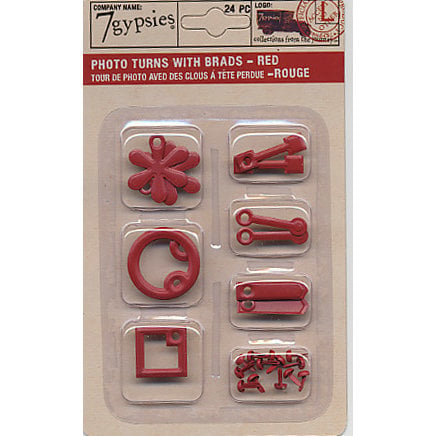 7 Gypsies - Photo Turn Shapes and Brads Kit - Red, BRAND NEW