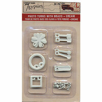 7 Gypsies - Photo Turn Shapes and Brads Kit - Cr?me, CLEARANCE