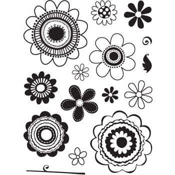 Sandylion - Kelly Panacci Collection - Clear Acrylic Stamps - Funky Flowers, CLEARANCE