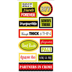 Sandylion - Essentials - 3 Dimensional Stickers - Friends Words, CLEARANCE