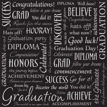 Sandylion - Graduation Collection - 12x12 Paper - Graduation Words on Black - Graduate