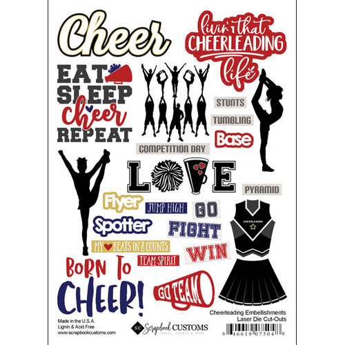 Scrapbook Customs - Sports Addict Collection - Embellishments - Laser Cuts - Cheerleading