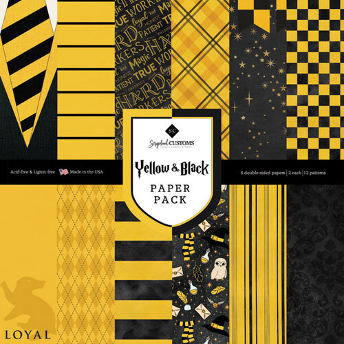 Scrapbook Customs - Wizard Collection - 12 x 12 Paper Pack - Yellow and Black