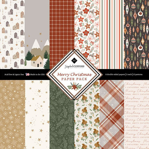 Scrapbook Customs - 12 x 12 Paper Pack - Merry Christmas