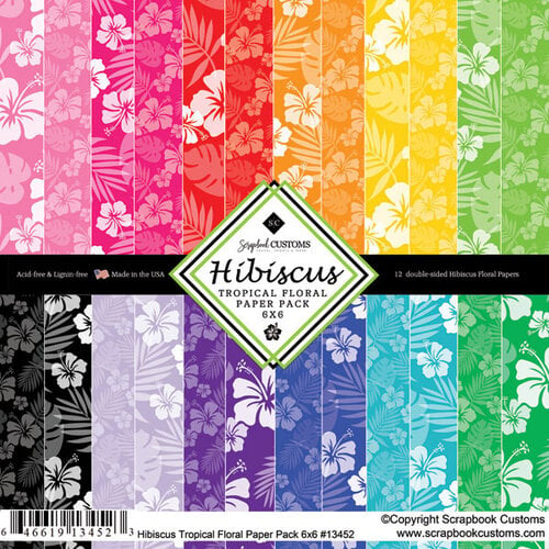 Scrapbook Customs - 6 x 6 Paper Pack - Hibiscus Tropical Floral