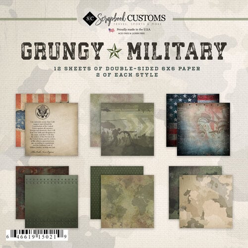 Scrapbook Customs - 6 x 6 Paper Pack - Grungy Military