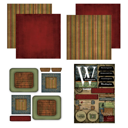 Scrapbook Customs - Patchwork Scrapbook Kit - Washington