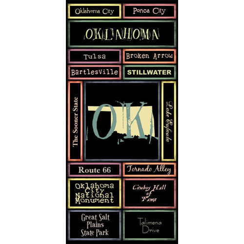 Scrapbook Customs - United States Collection - Oklahoma - Cardstock Stickers - Map