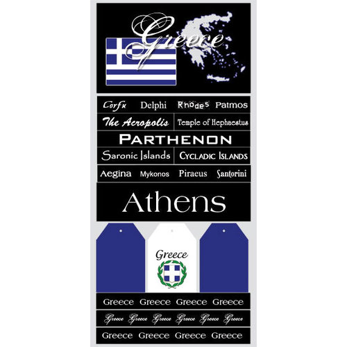 Scrapbook Customs - World Collection - Greece - Cardstock Stickers - Scratchy