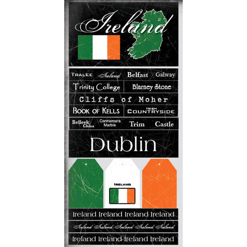 Scrapbook Customs - World Collection - Ireland - Cardstock Stickers - Scratchy