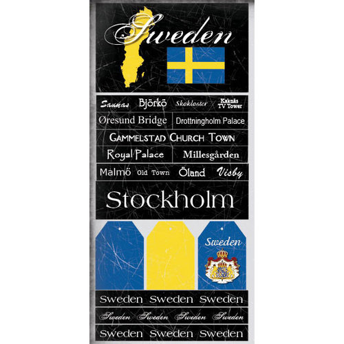 Scrapbook Customs - World Collection - Sweden - Cardstock Stickers - Scratchy