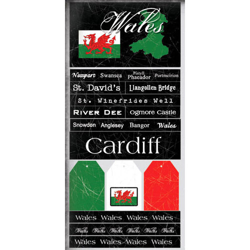 Scrapbook Customs - World Collection - Wales - Cardstock Stickers - Scratchy
