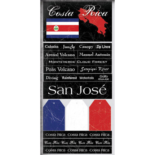 Scrapbook Customs - World Collection - Costa Rica - Cardstock Stickers - Scratchy