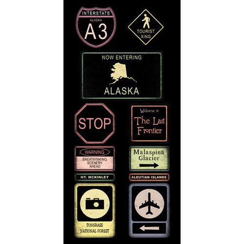 Scrapbook Customs - United States Collection - Alaska - Cardstock Stickers - Road Signs