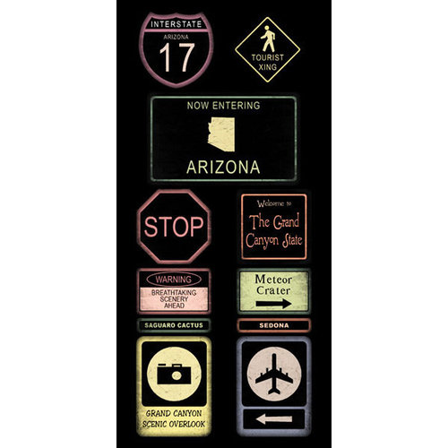 Scrapbook Customs - United States Collection - Arizona - Cardstock Stickers - Road Signs