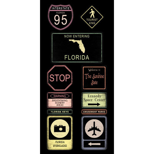 Scrapbook Customs - United States Collection - Florida - Cardstock Stickers - Road Signs