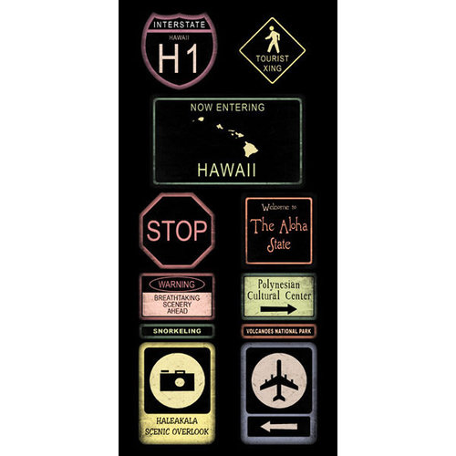 Scrapbook Customs - United States Collection - Hawaii - Cardstock Stickers - Road Signs