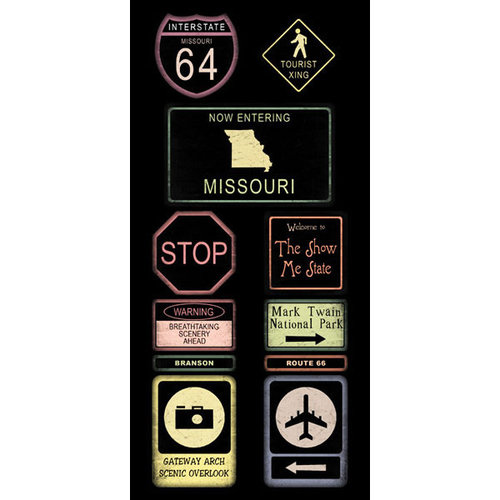 Scrapbook Customs - United States Collection - Missouri - Cardstock Stickers - Road Signs