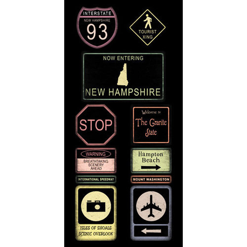 Scrapbook Customs - United States Collection - New Hampshire - Cardstock Stickers - Road Signs