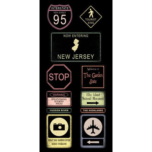 Scrapbook Customs - United States Collection - New Jersey - Cardstock Stickers - Road Signs