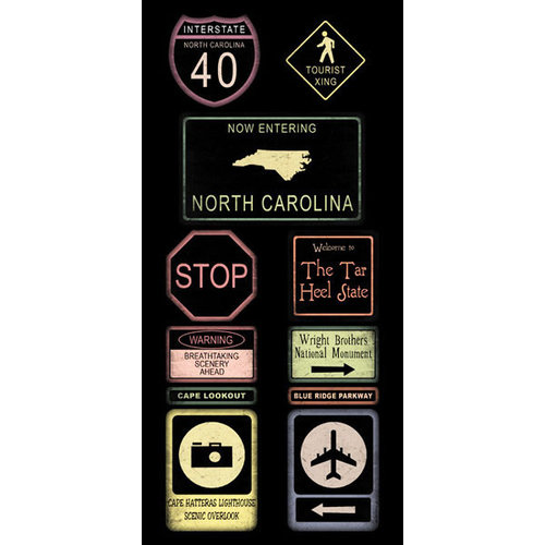 Scrapbook Customs - United States Collection - North Carolina - Cardstock Stickers - Road Signs
