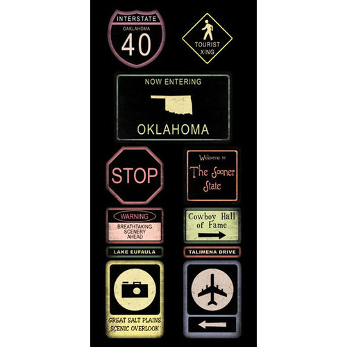 Scrapbook Customs - United States Collection - Oklahoma - Cardstock Stickers - Road Signs