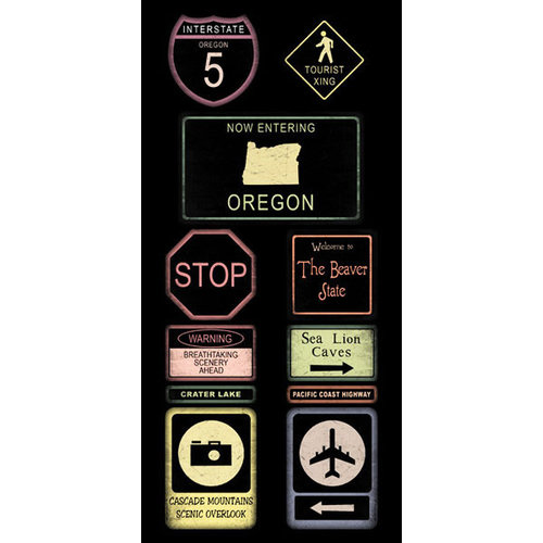 Scrapbook Customs - United States Collection - Oregon - Cardstock Stickers - Road Signs