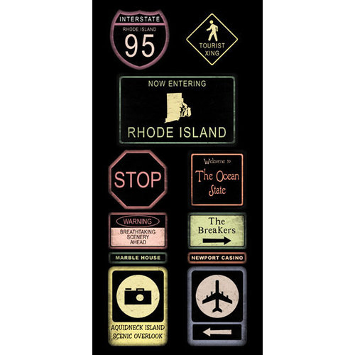 Scrapbook Customs - United States Collection - Rhode Island - Cardstock Stickers - Road Signs